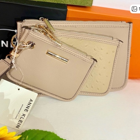 Anne Klein Handbags - Anne Klein Neutral Wristlet Trio